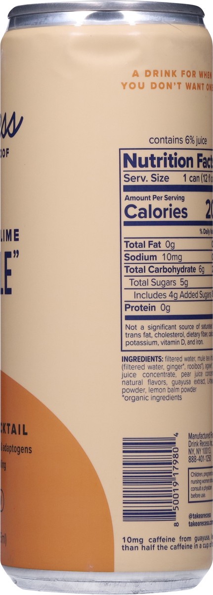 slide 12 of 13, Recess Ginger Lime Mule Craft Mocktail 12 fl oz, 12 fl oz