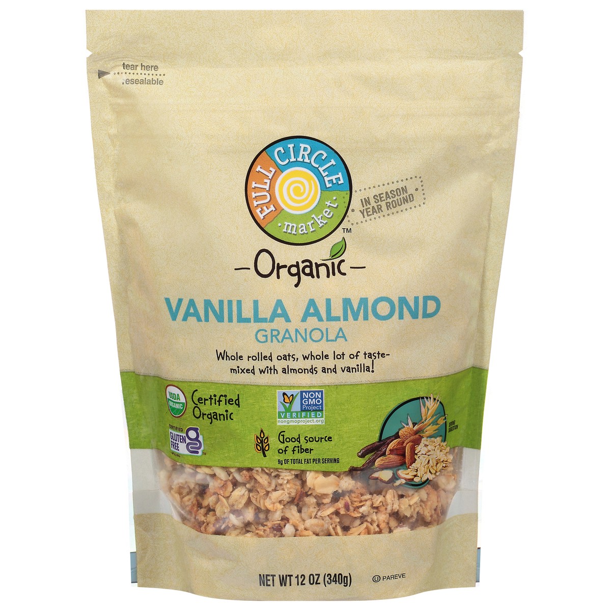 slide 1 of 6, Full Circle Market Organic Vanilla Almond Granola 12 oz, 12 oz