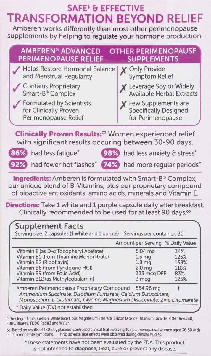 slide 6 of 9, Amberen Capsules Advanced Perimenopause Relief with Smart-B Complex 60 ea, 60 ct