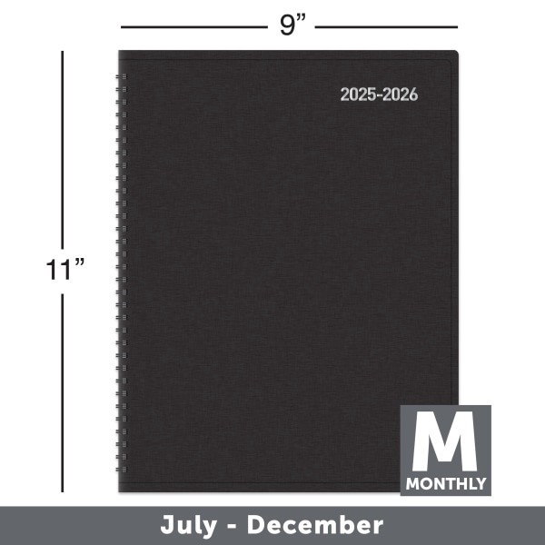slide 4 of 5, Office Depot 2025-2026 Office Depot® Brand 18-Month Academic Planner, 9"" x 11"", 30% Recycled, Black, July 2025 To December 2026, 1 ct