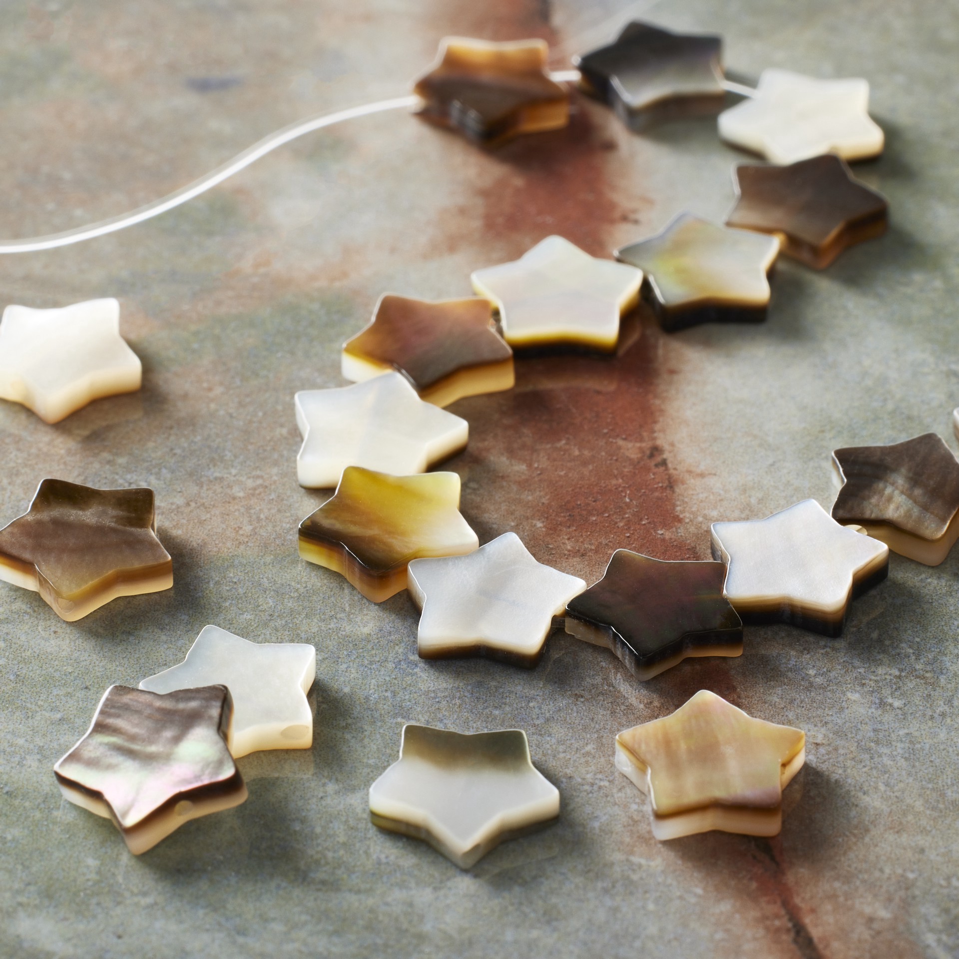 slide 2 of 3, Gray Shell Star Beads, 10mm By Bead Landing, 10mm