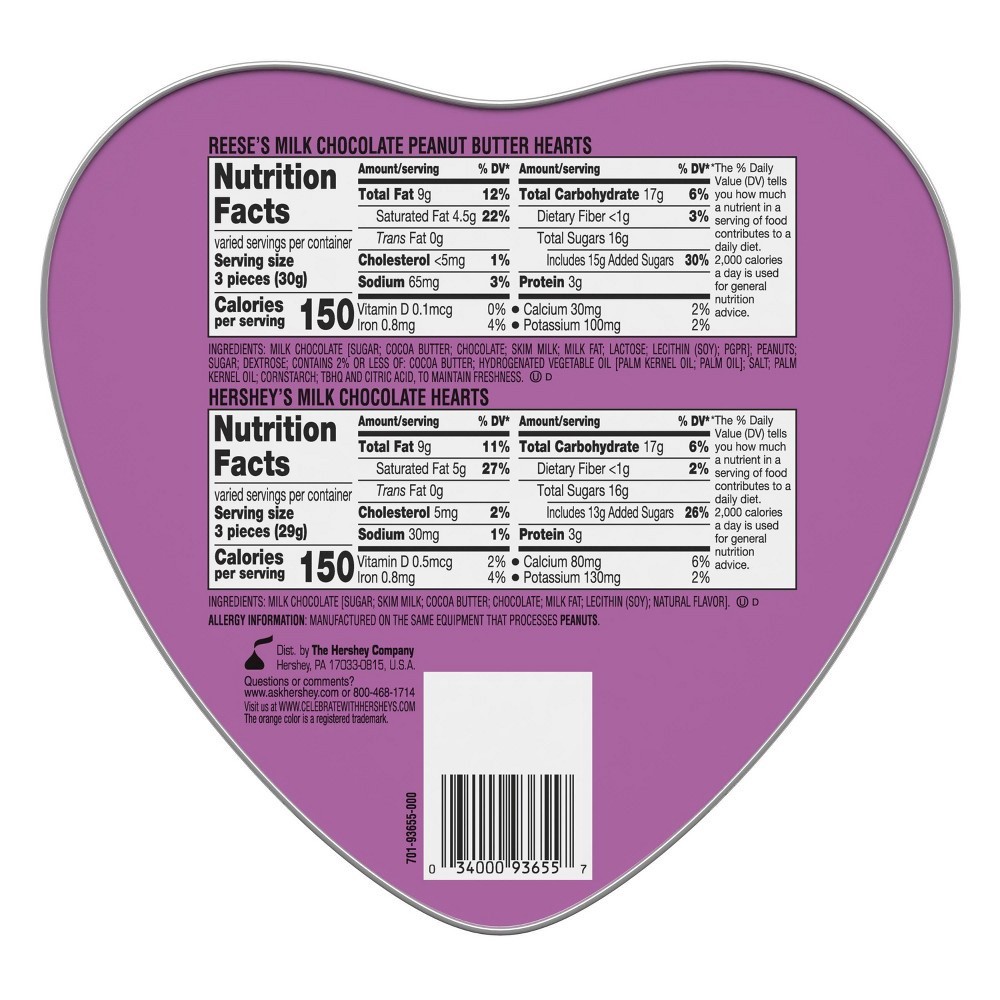 slide 2 of 3, Hershey's Valentines Assorted Chocolate Heart Shaped Tin, 7 oz