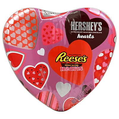 slide 1 of 1, Hershey's Valentines Assorted Chocolate Heart Shaped Tin, 7 oz