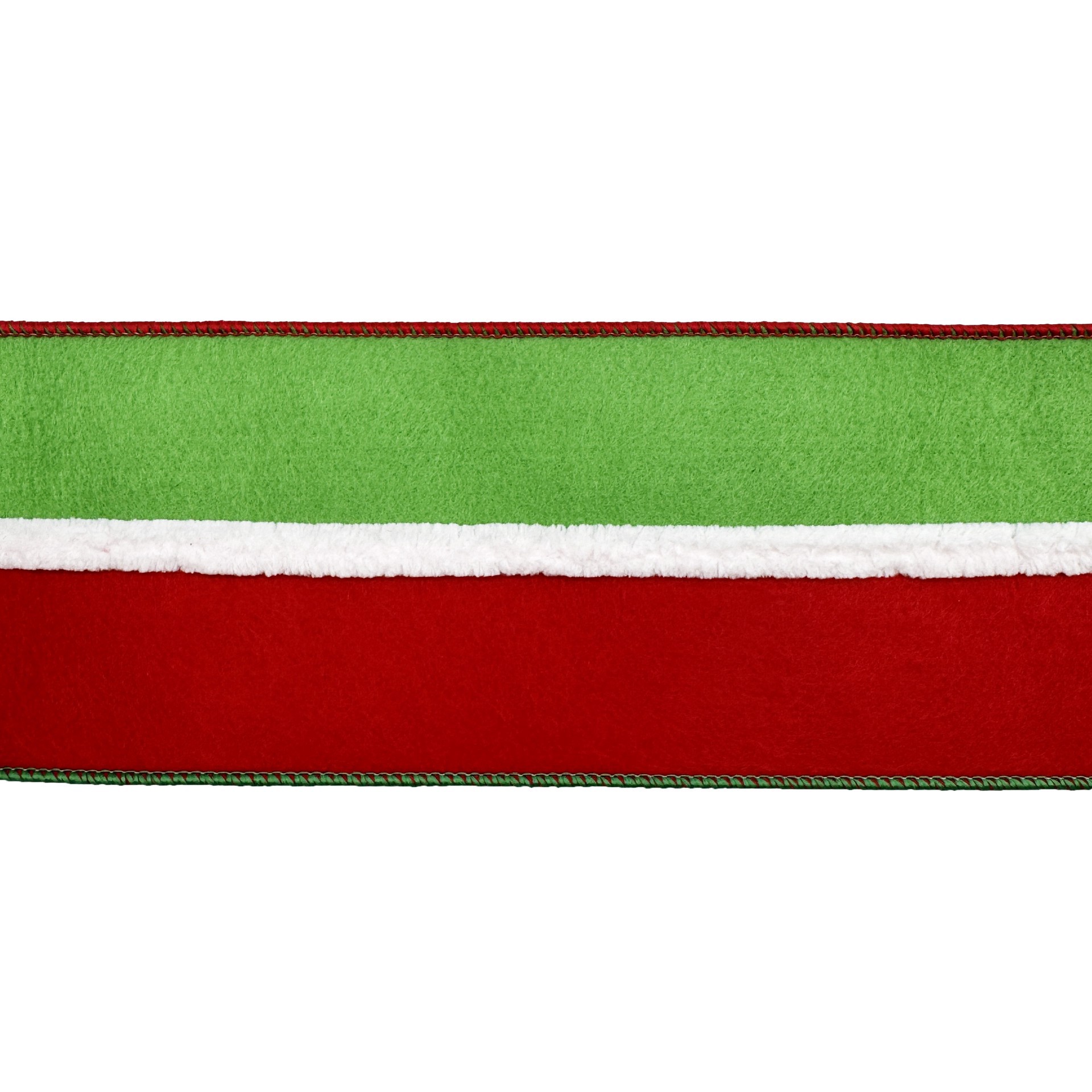 slide 2 of 3, 3.5" X 18ft. Red & Green Wired Felt Ribbon By Celebrate It, 3.5 in x 18 ft