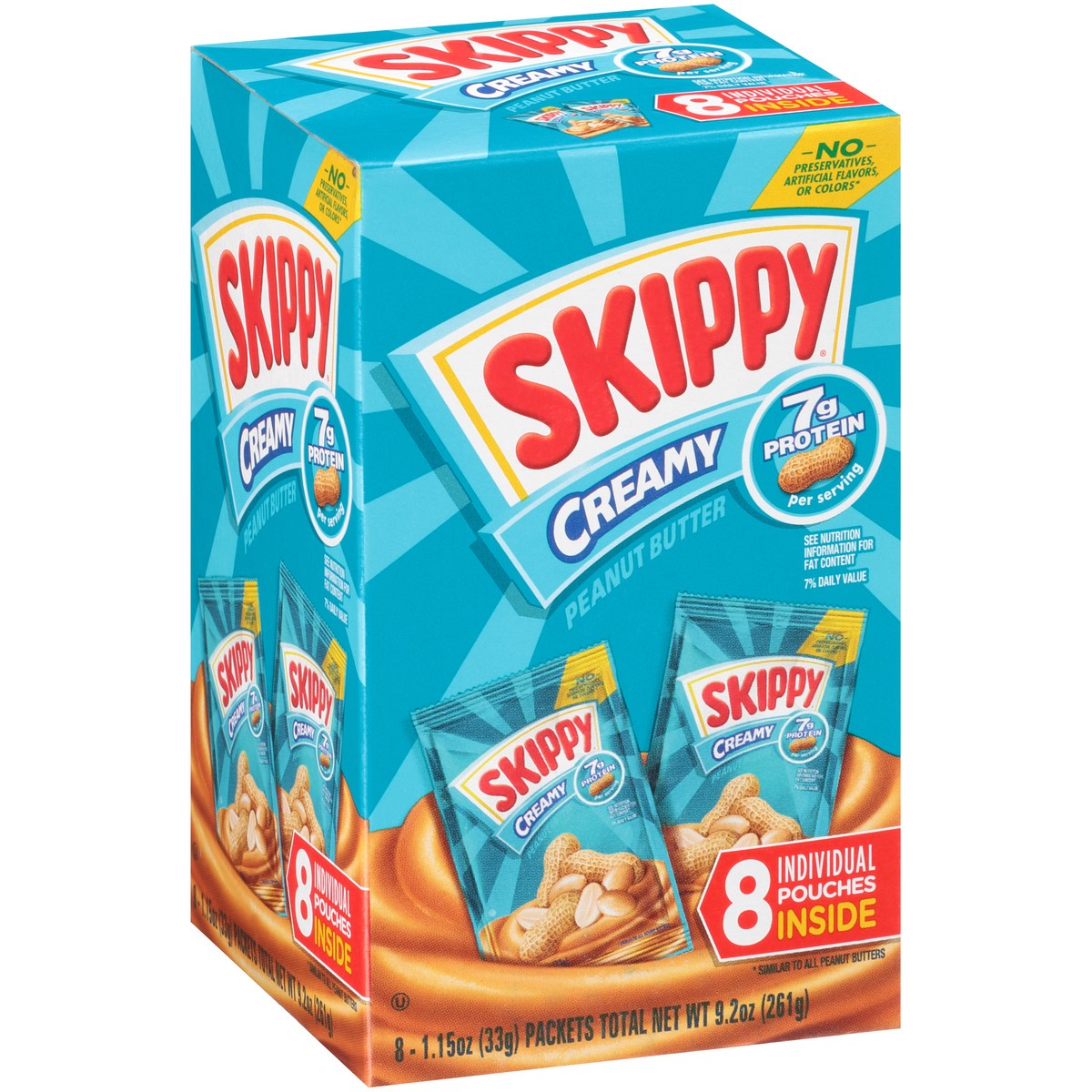 slide 2 of 9, Skippy Creamy Peanut Butter 8-1.15 oz. Pouches, 9.2 oz