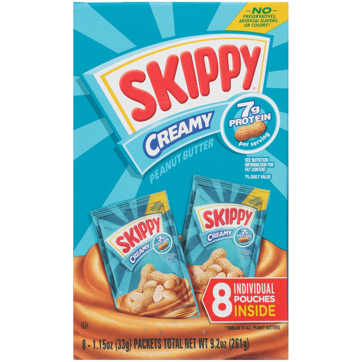 slide 6 of 9, Skippy Creamy Peanut Butter 8-1.15 oz. Pouches, 9.2 oz