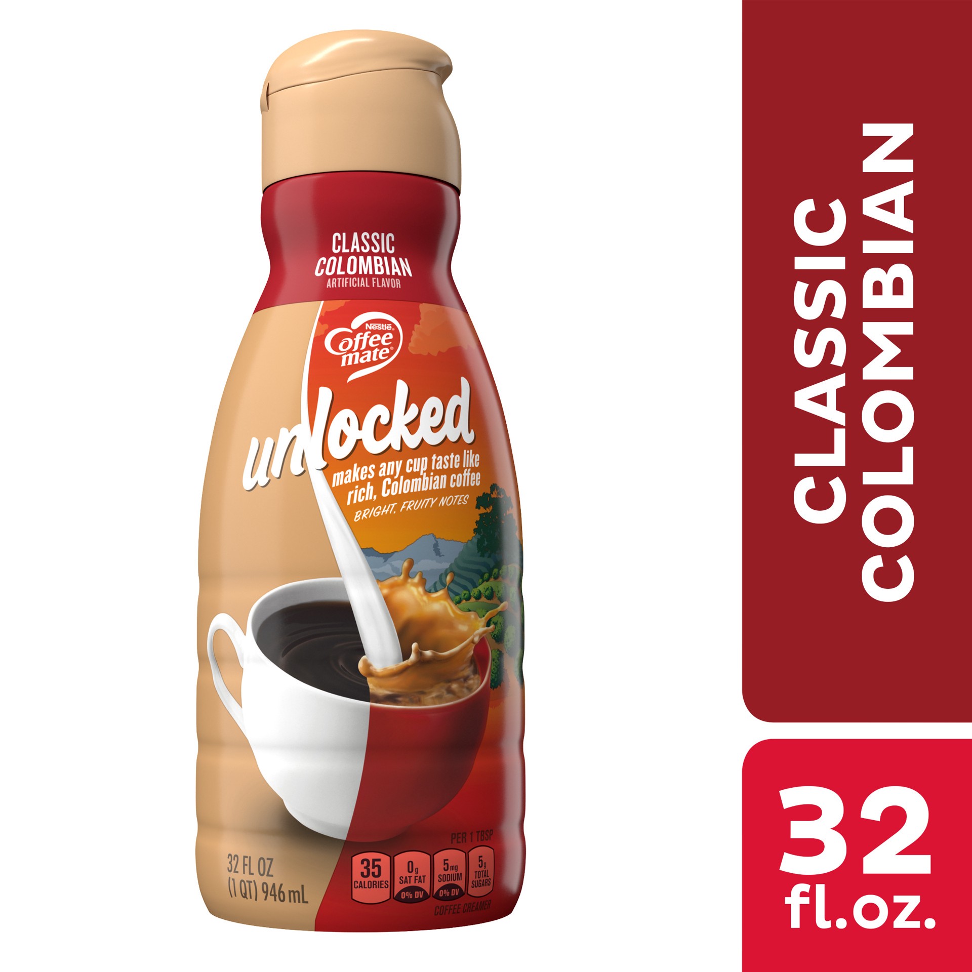 slide 1 of 3, Coffee mate Unlocked Classic Colombian Roast Liquid Coffee Creamer, 32 fl oz