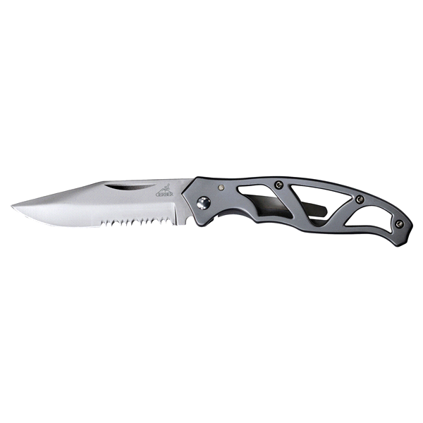 slide 1 of 1, Gerber 22-48484 Paraframe Mini Stainless Knife, Serrated, 1 ct