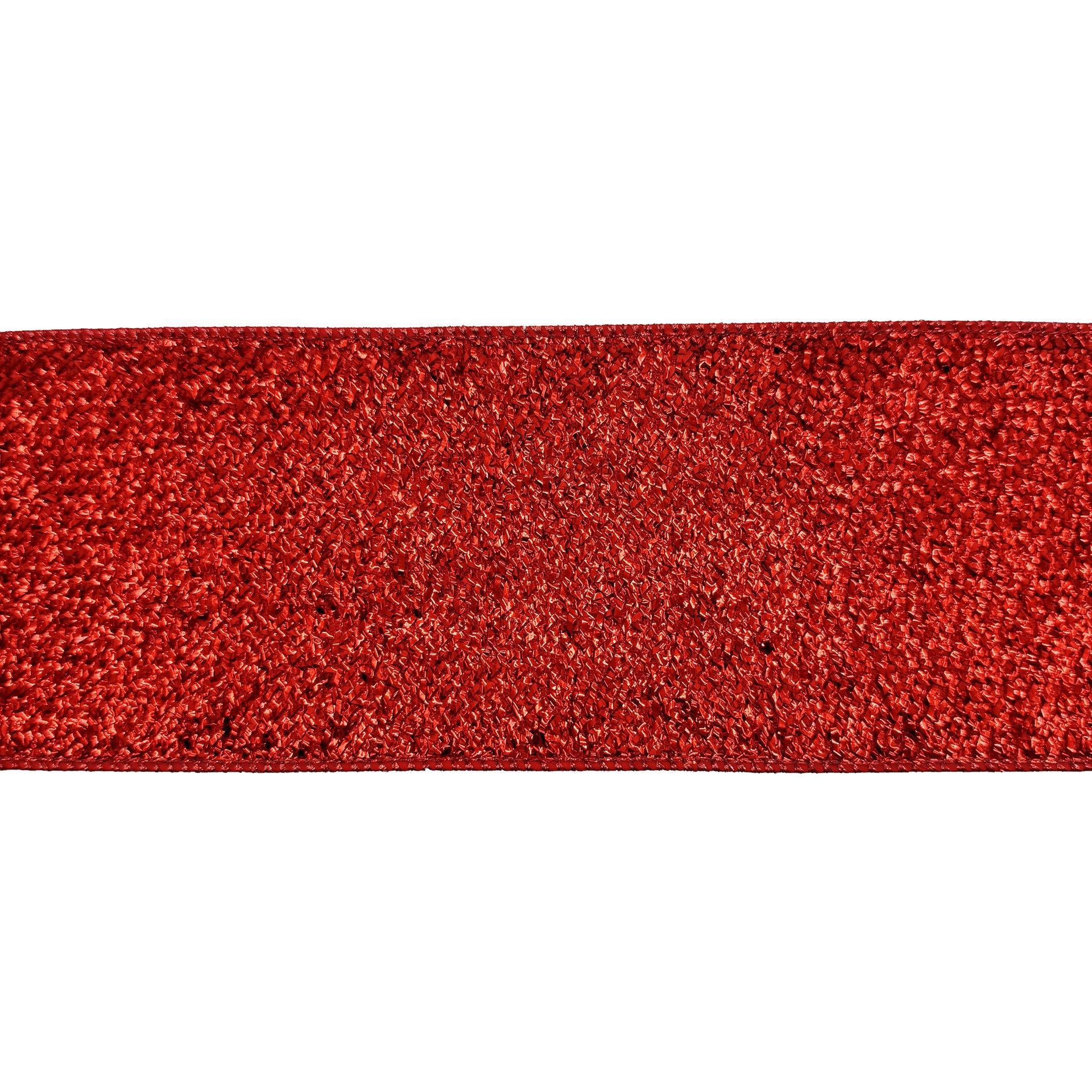 slide 2 of 3, 3.5" X 25ft. Red Tinsel Wired Ribbon By Celebrate It, 3.5 in x 25 ft