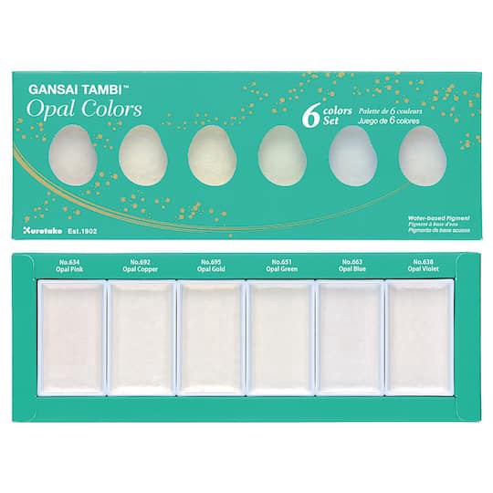 slide 1 of 2, Kuretake Gansai Tambi Opal Metallic Watercolor Set, 7.65 in x 2.8 in x 0.65 in