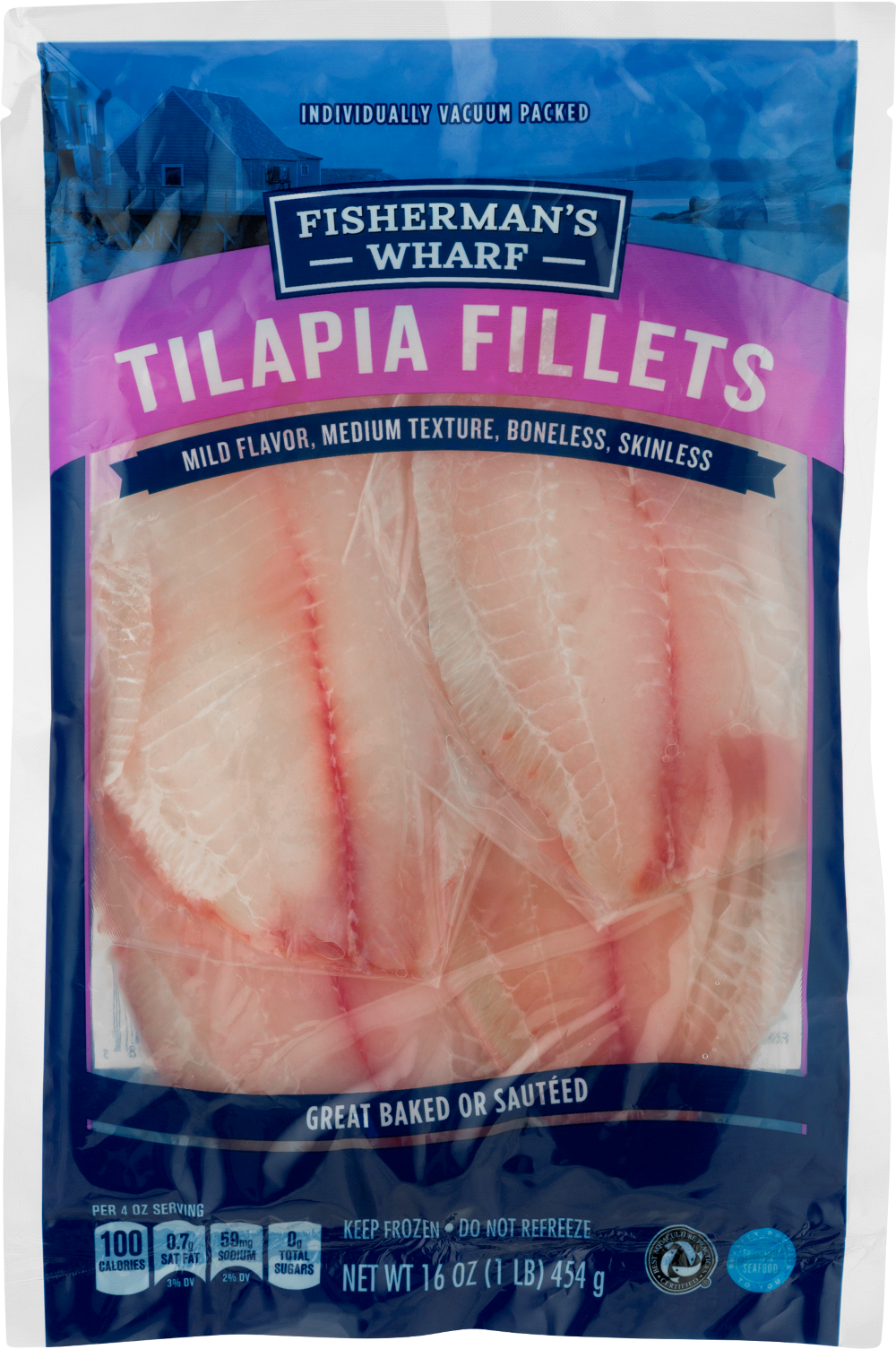 slide 1 of 1, Fisherman's Wharf Tilapia Fillets, 16 oz