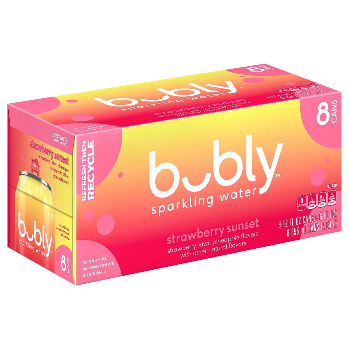 slide 3 of 11, bubly Sparkling Water Strawberry Sunset 12 Fl Oz, 8 Count, 8 ct