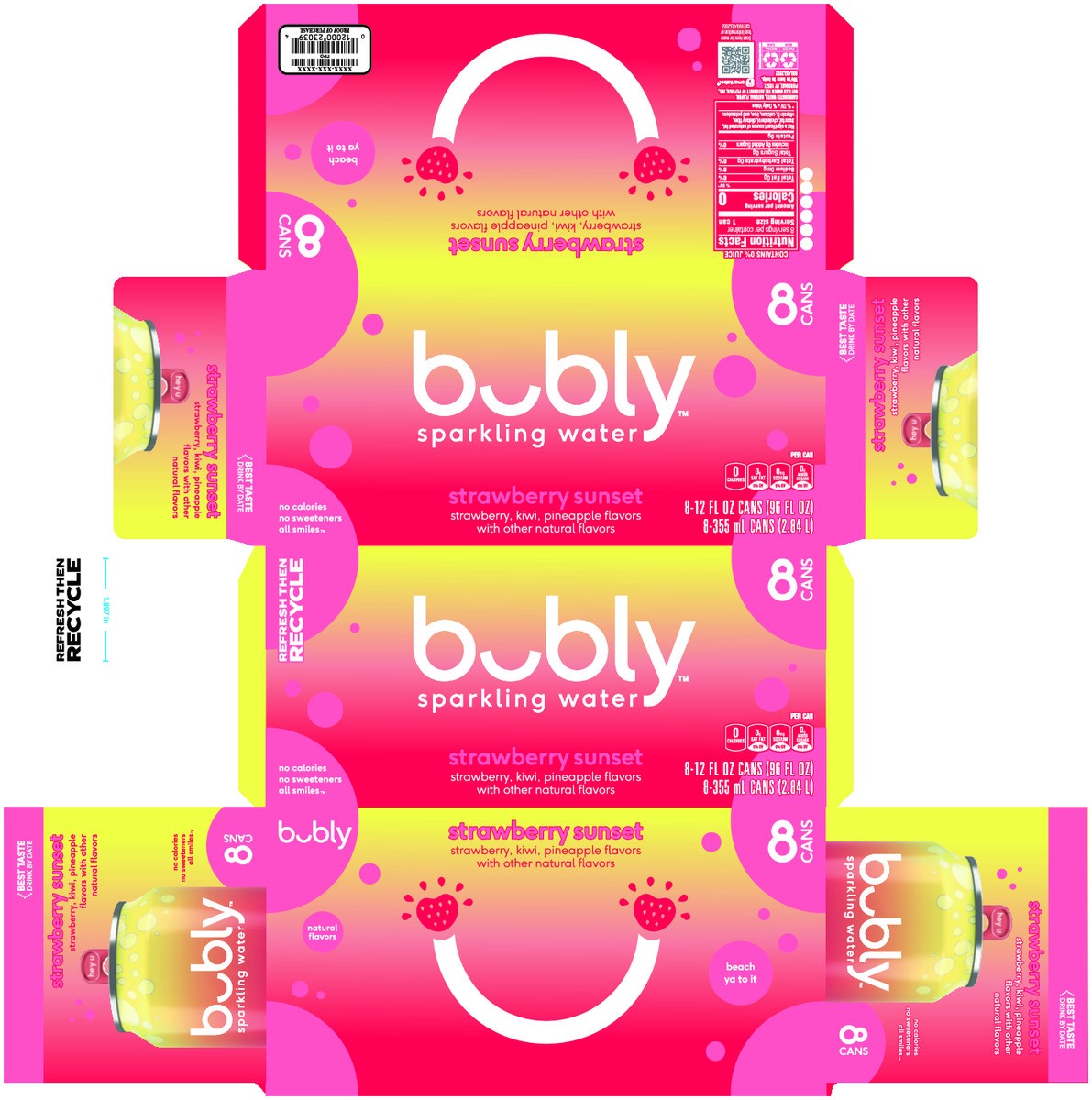 slide 11 of 11, bubly Sparkling Water Strawberry Sunset 12 Fl Oz, 8 Count, 8 ct