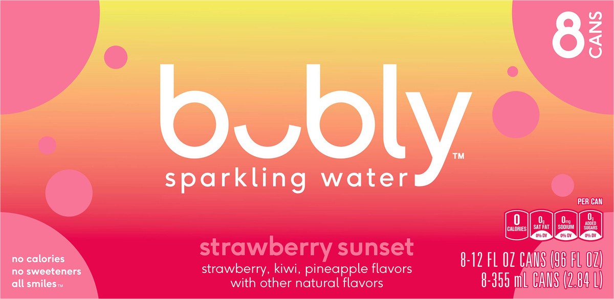 slide 6 of 11, bubly Sparkling Water Strawberry Sunset 12 Fl Oz, 8 Count, 8 ct