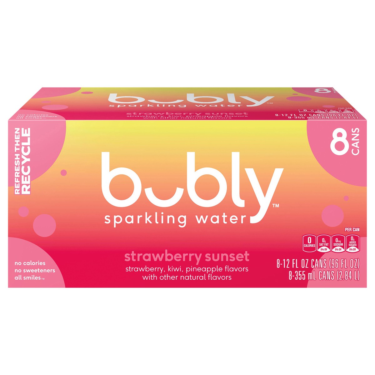 slide 8 of 11, bubly Sparkling Water Strawberry Sunset 12 Fl Oz, 8 Count, 8 ct