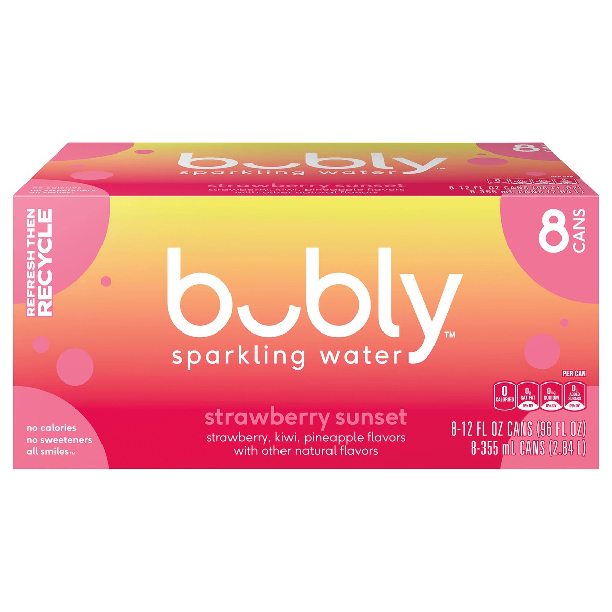 slide 1 of 11, bubly Sparkling Water Strawberry Sunset 12 Fl Oz, 8 Count, 8 ct