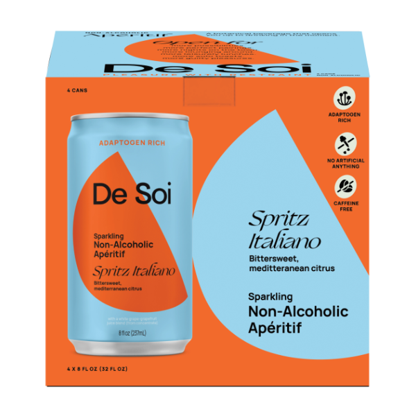 slide 1 of 1, De Soi Sparkling Non-Alcoholic Spritz Italiano Aperitif 4 - 8 fl oz Cans, 4 ct; 8.4 oz