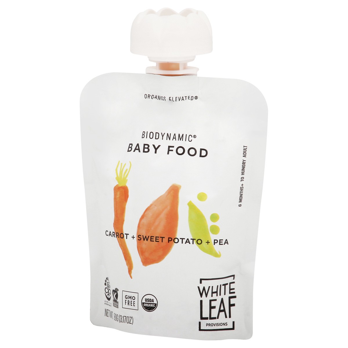 slide 10 of 14, White Leaf Provisions Carrot, Sweet Potato & Pea Biodynamic Baby Food, 90 gram
