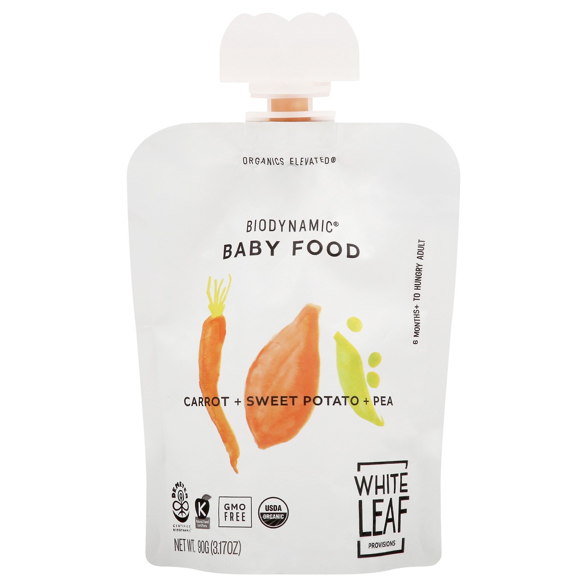 slide 8 of 14, White Leaf Provisions Carrot, Sweet Potato & Pea Biodynamic Baby Food, 90 gram