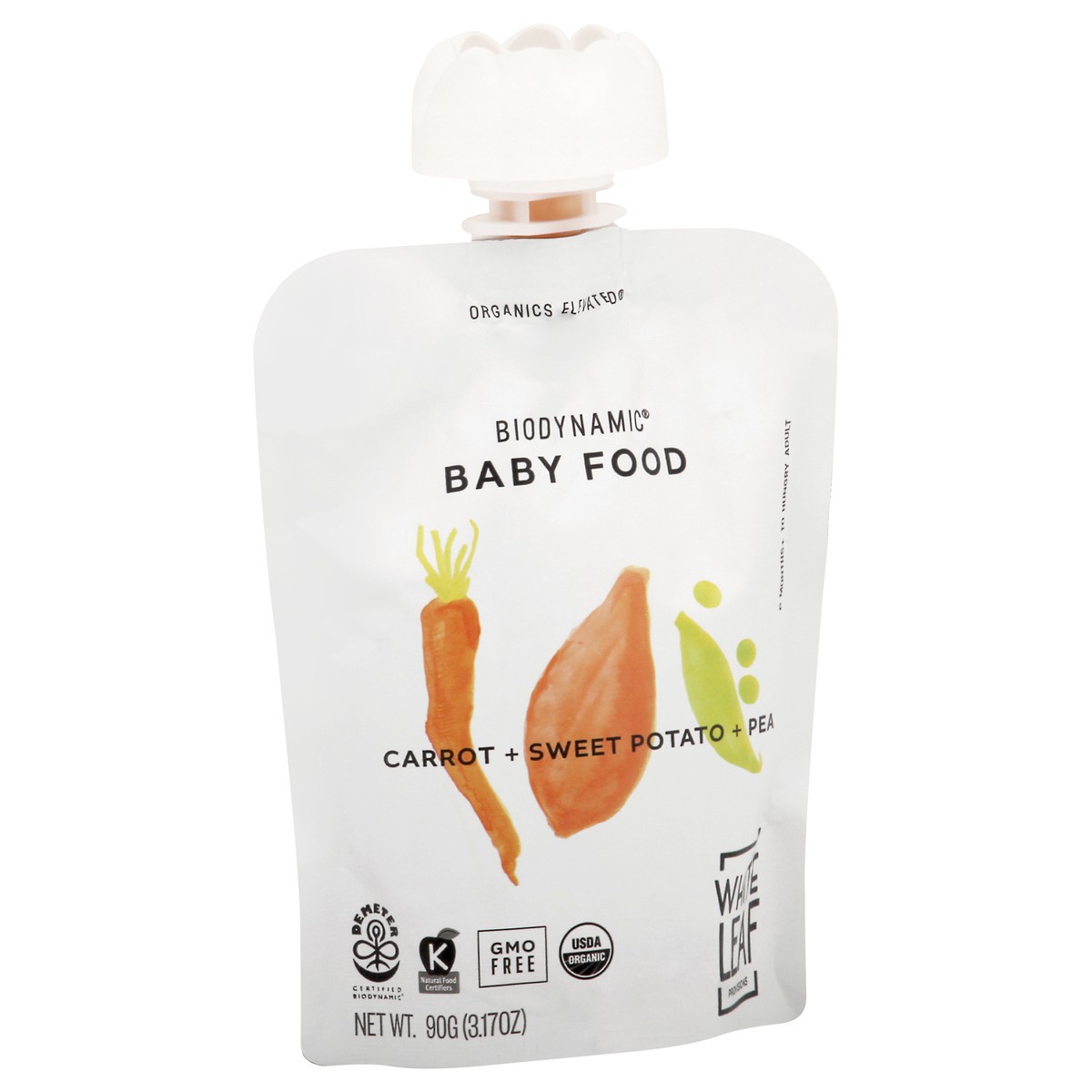 slide 5 of 14, White Leaf Provisions Carrot, Sweet Potato & Pea Biodynamic Baby Food, 90 gram