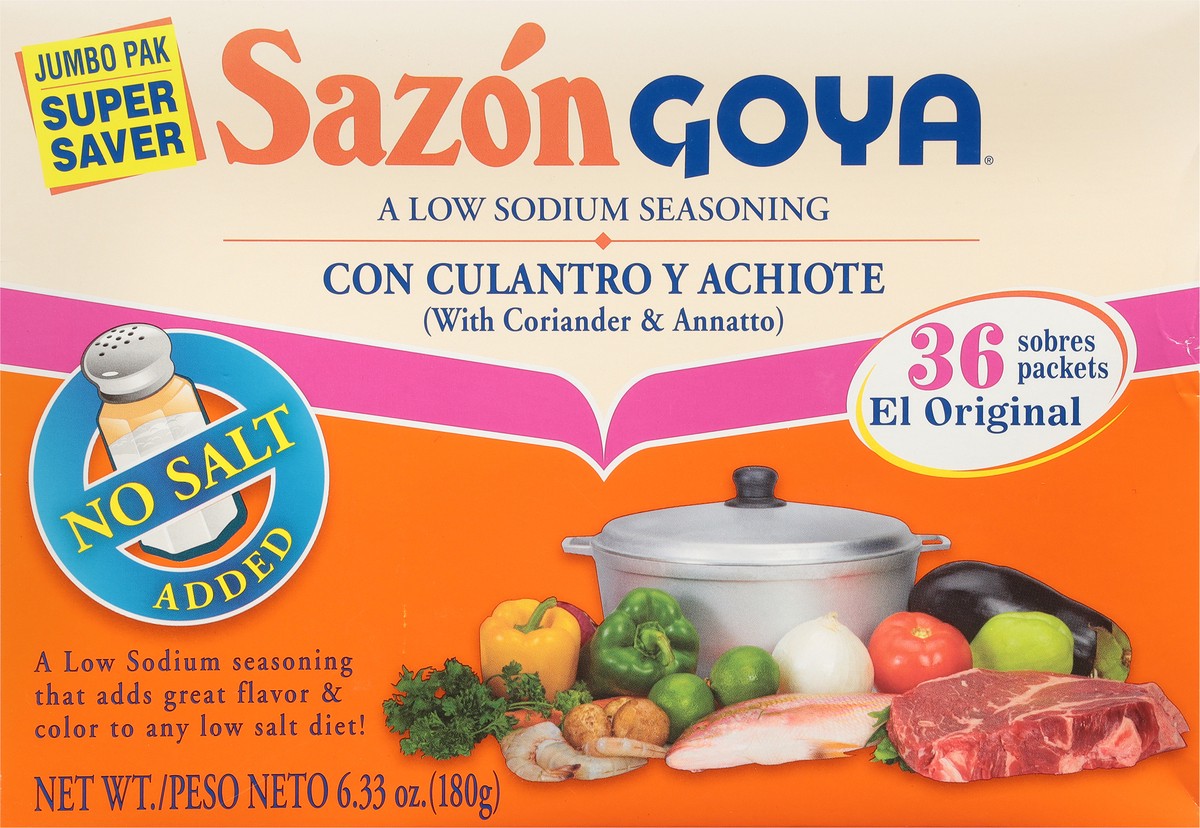 slide 4 of 9, Sazon Goya Jumbo Pak No Salt Added Coriander & Annatto Seasoning 36 ea, 36 ct