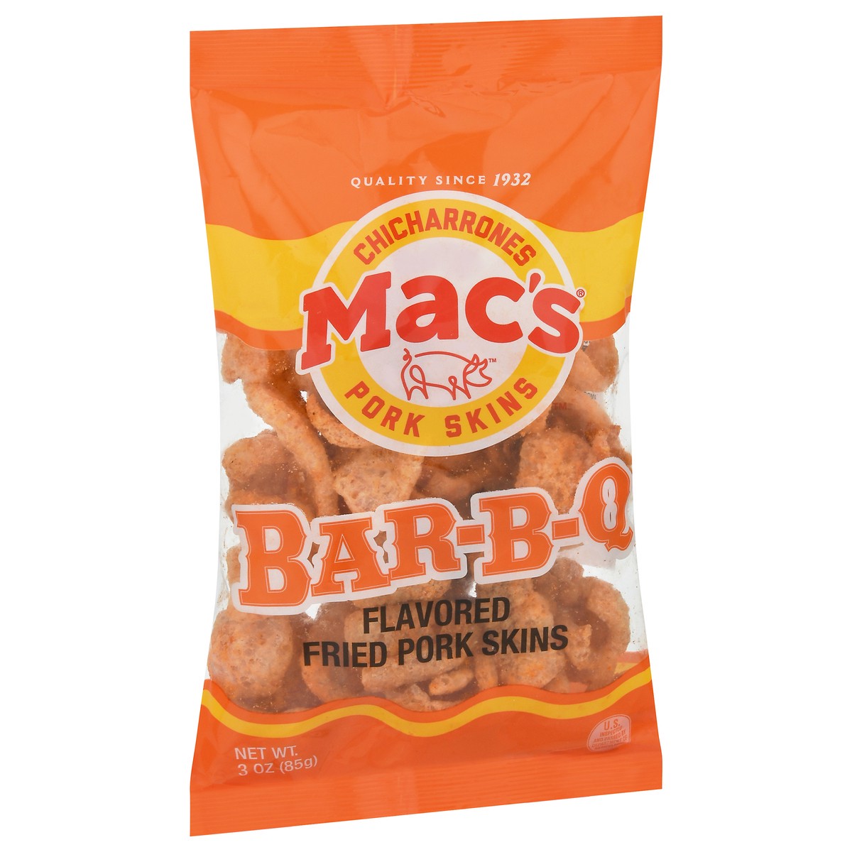 slide 4 of 14, Mac's Bar-B-Q Flavored Fried Pork Skins 3 oz, 3 oz