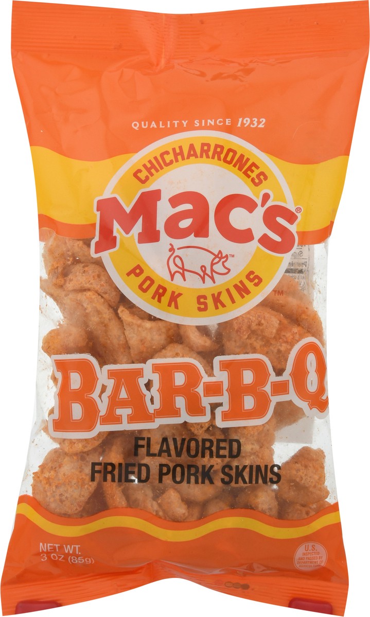slide 7 of 14, Mac's Bar-B-Q Flavored Fried Pork Skins 3 oz, 3 oz