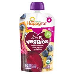 Happy Tot Organics Love My Veggies Stage 4 Organic Bananas, Beets, Squash & Blueberries Pouch 4.22 oz UNIT