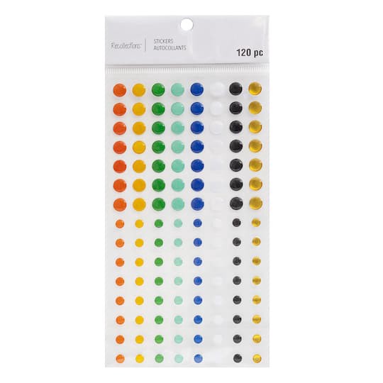 slide 1 of 3, Multicolor Enamel Dot Stickers By Recollections, 3.75 in x 6.75 in
