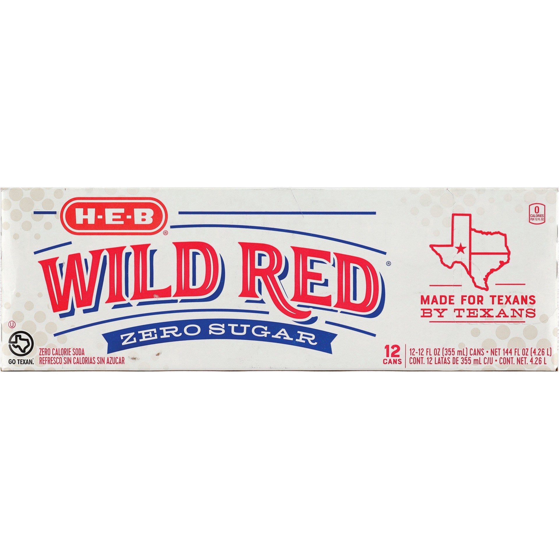 slide 1 of 1, H-E-B Zero Sugar Wild Red Soda 12 pk Cans, 12 ct; 12 fl oz