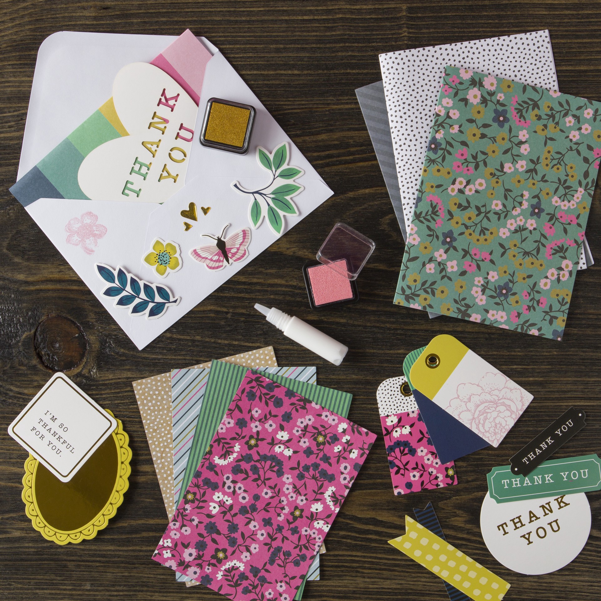 slide 4 of 9, Thank You Cardmaking Kit By Recollections, 8 in x 8 in x 3 in