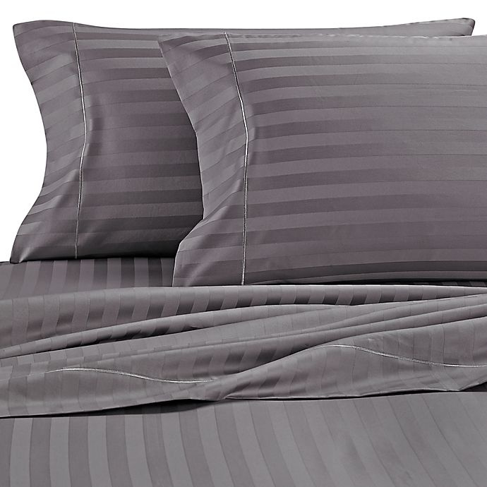 slide 1 of 9, Wamsutta Damask Stripe 500-Thread-Count PimaCott California King Sheet Set - Grey, 1 ct