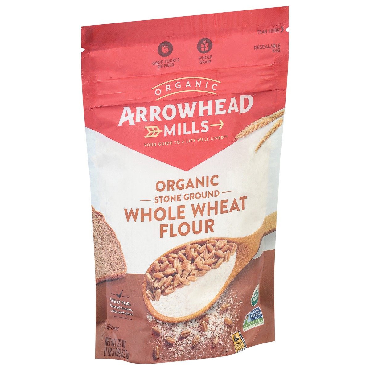 slide 2 of 12, Arrowhead Mills Stone Ground Organic Whole Wheat Flour, 22 oz Bag, 22 oz