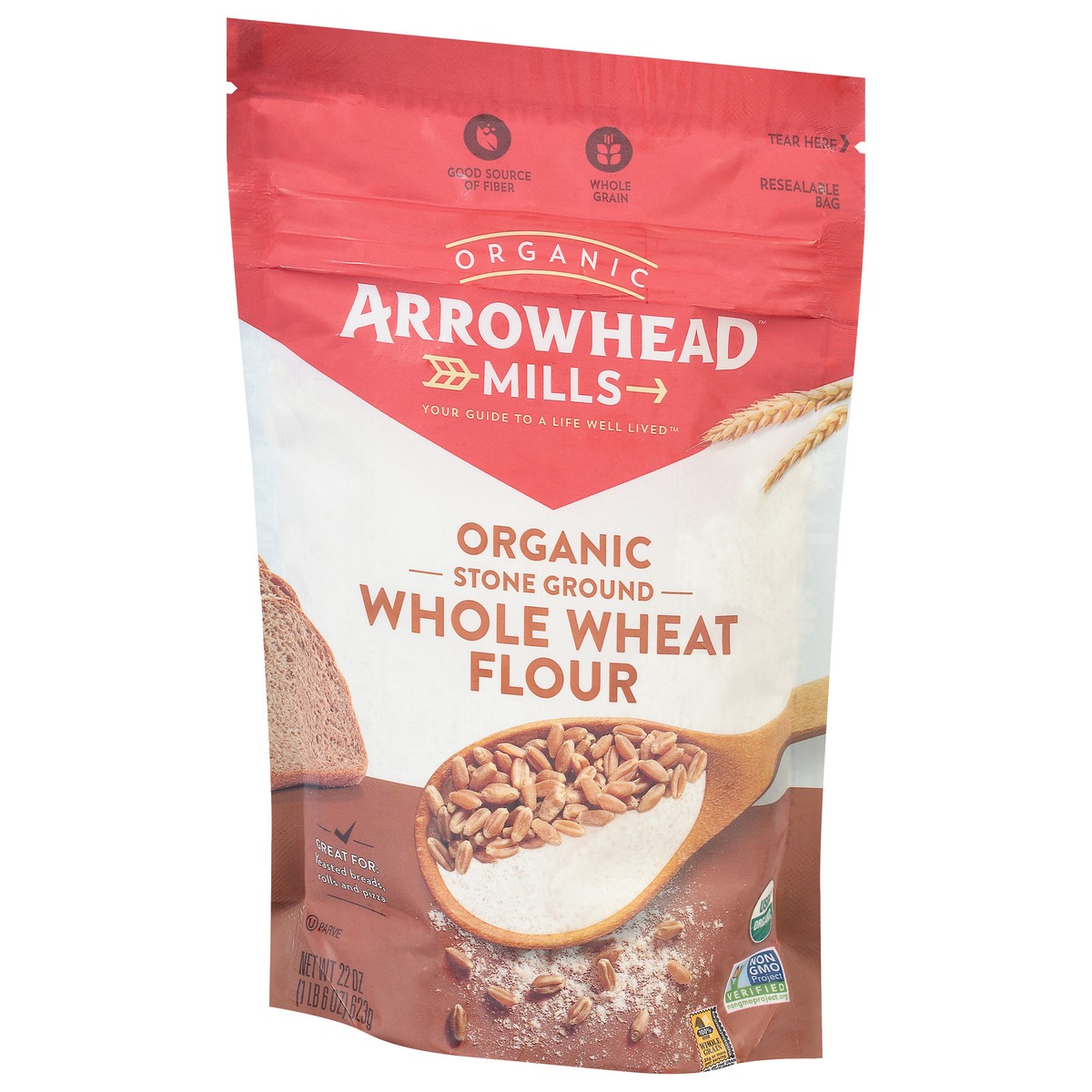 slide 5 of 12, Arrowhead Mills Stone Ground Organic Whole Wheat Flour, 22 oz Bag, 22 oz