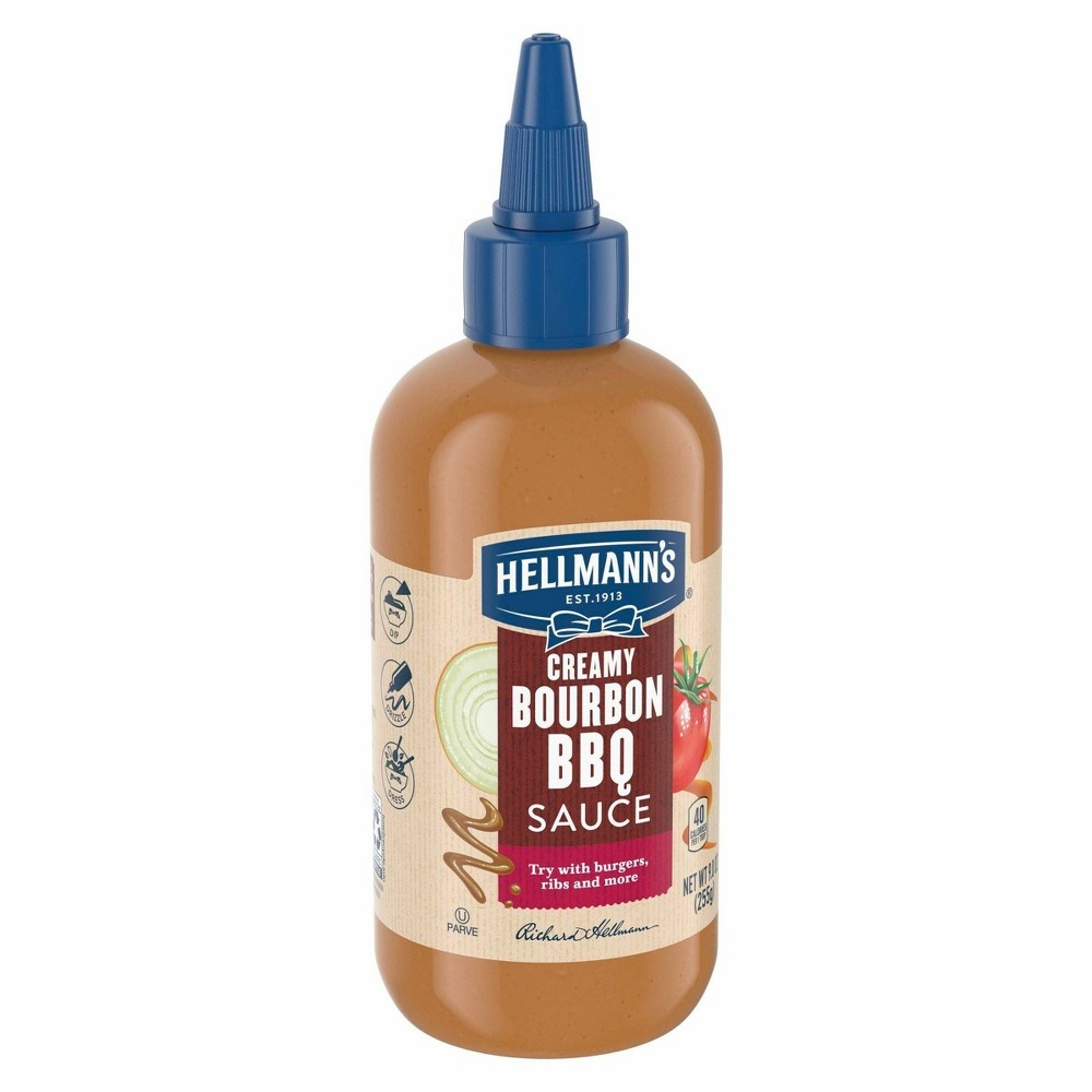 slide 3 of 8, Hellmann's Creamy Bourbon BBQ Sauce, 9 oz