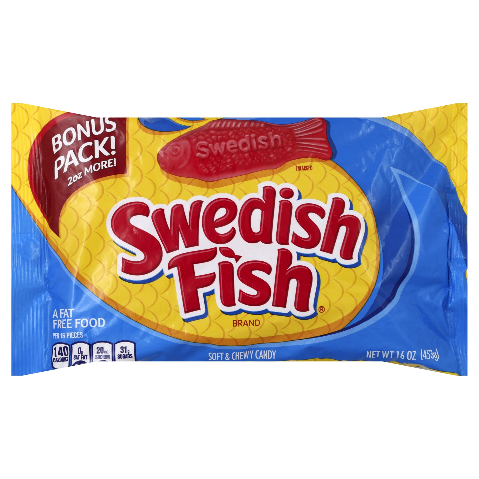 slide 1 of 1, Swedish Fish Laydown Bag, 16 oz
