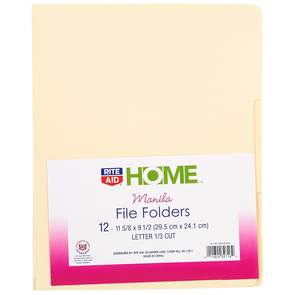 slide 1 of 2, Rite Aid Home Manila File Folders, 12 ct