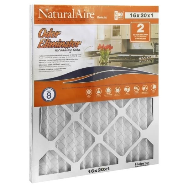 slide 1 of 1, NaturalAire Odor Eliminator with Baking Soda Air Filter, 2 ct; 16 in x 20 in x 1 in