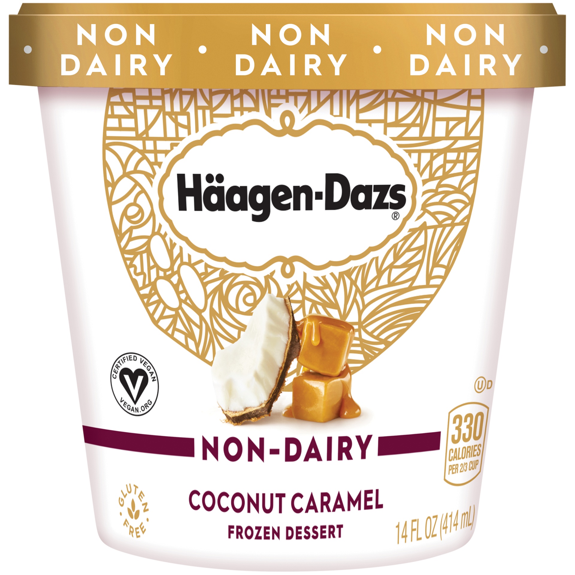 slide 1 of 7, Haagen-Dazs Non-Dairy Coconut Caramel Frozen Dessert, 14 fl oz