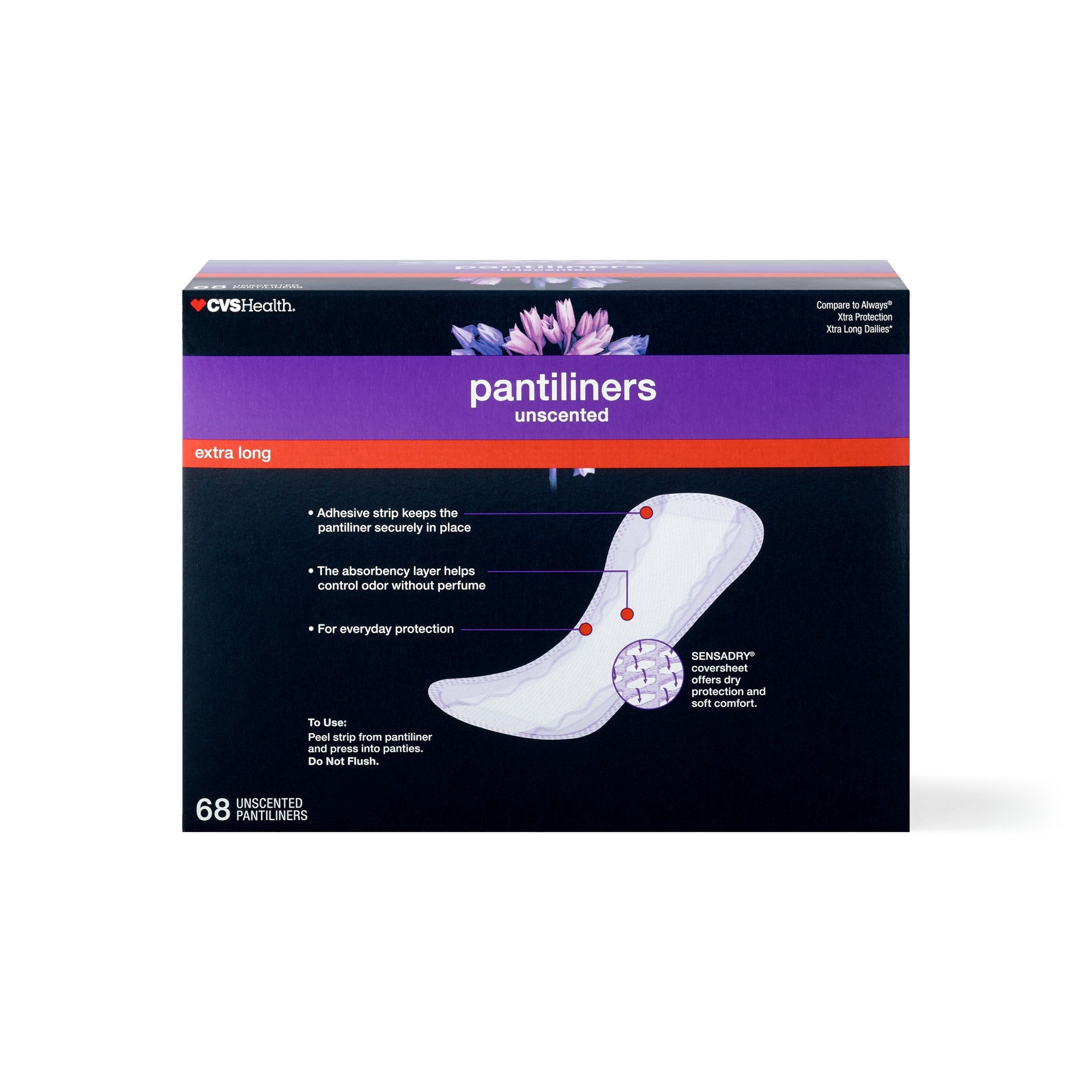slide 4 of 6, Cvs Panty Liners, Extra Long, 68 Ct, 68 ct