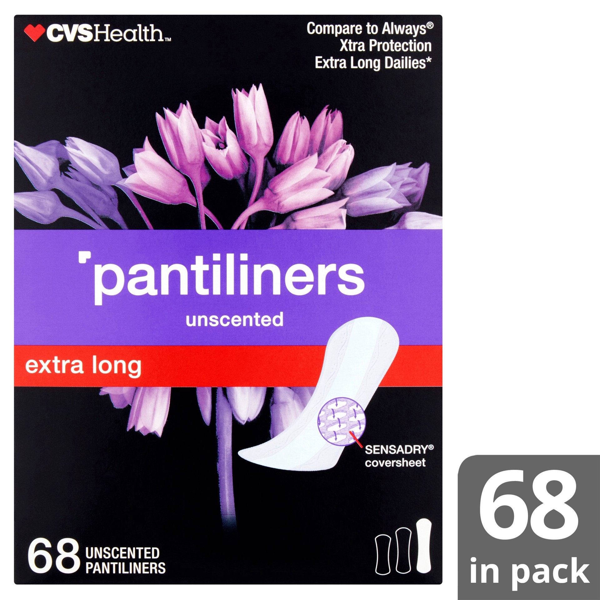 slide 3 of 6, Cvs Panty Liners, Extra Long, 68 Ct, 68 ct