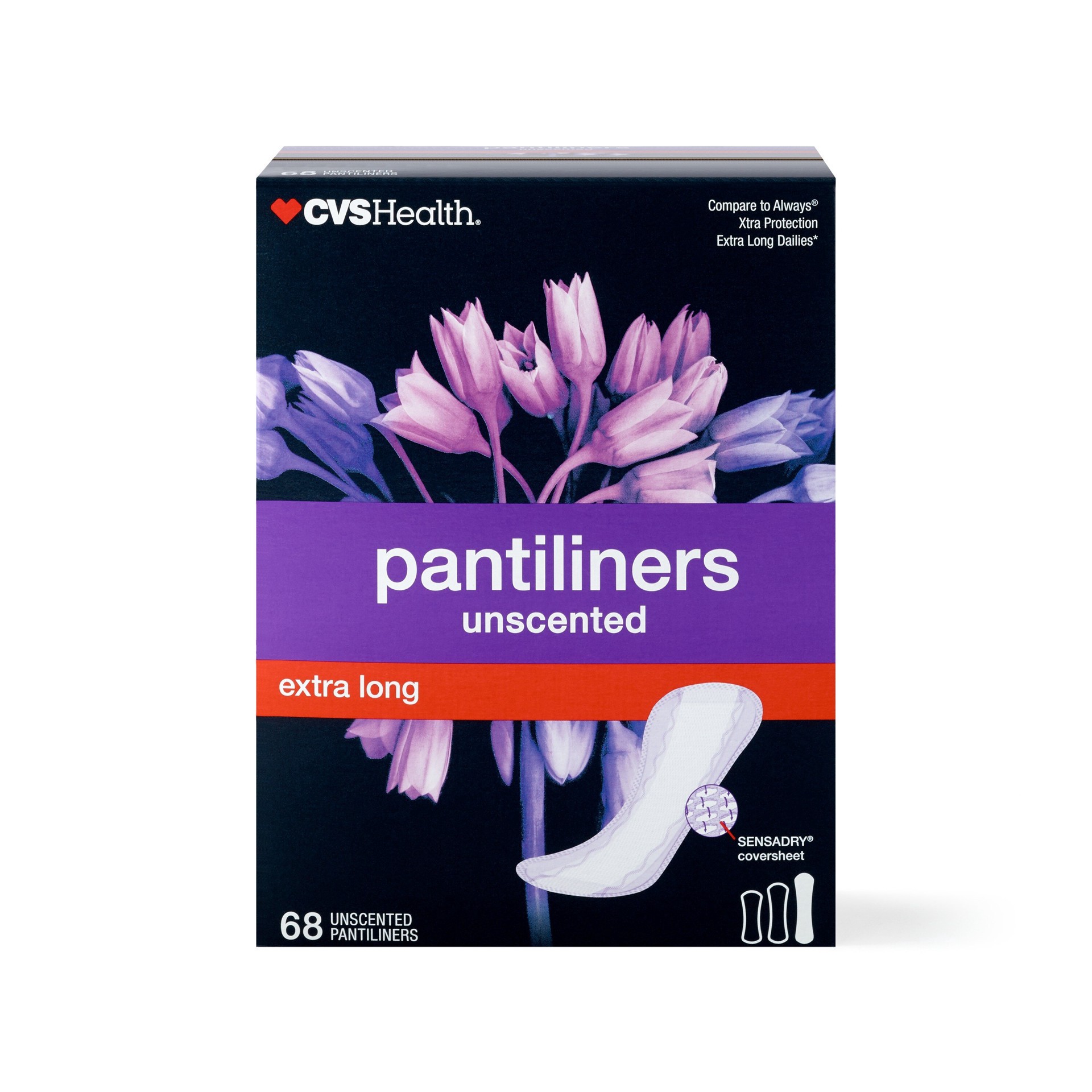 slide 1 of 6, Cvs Panty Liners, Extra Long, 68 Ct, 68 ct