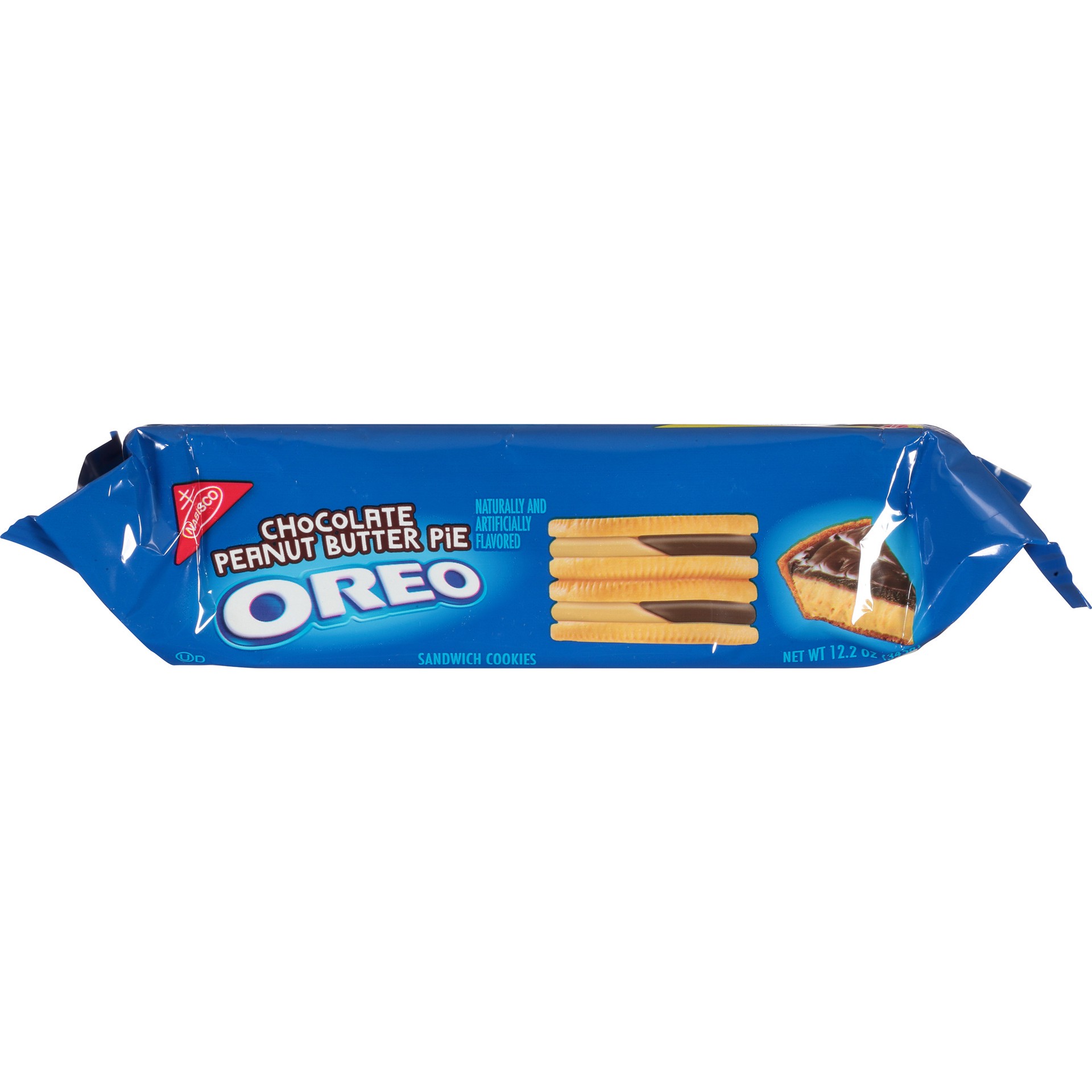 slide 2 of 5, OREO Chocolate Peanut Butter Pie Sandwich Cookies, 1 Resealable 12.2 oz Pack, 0.8 lb