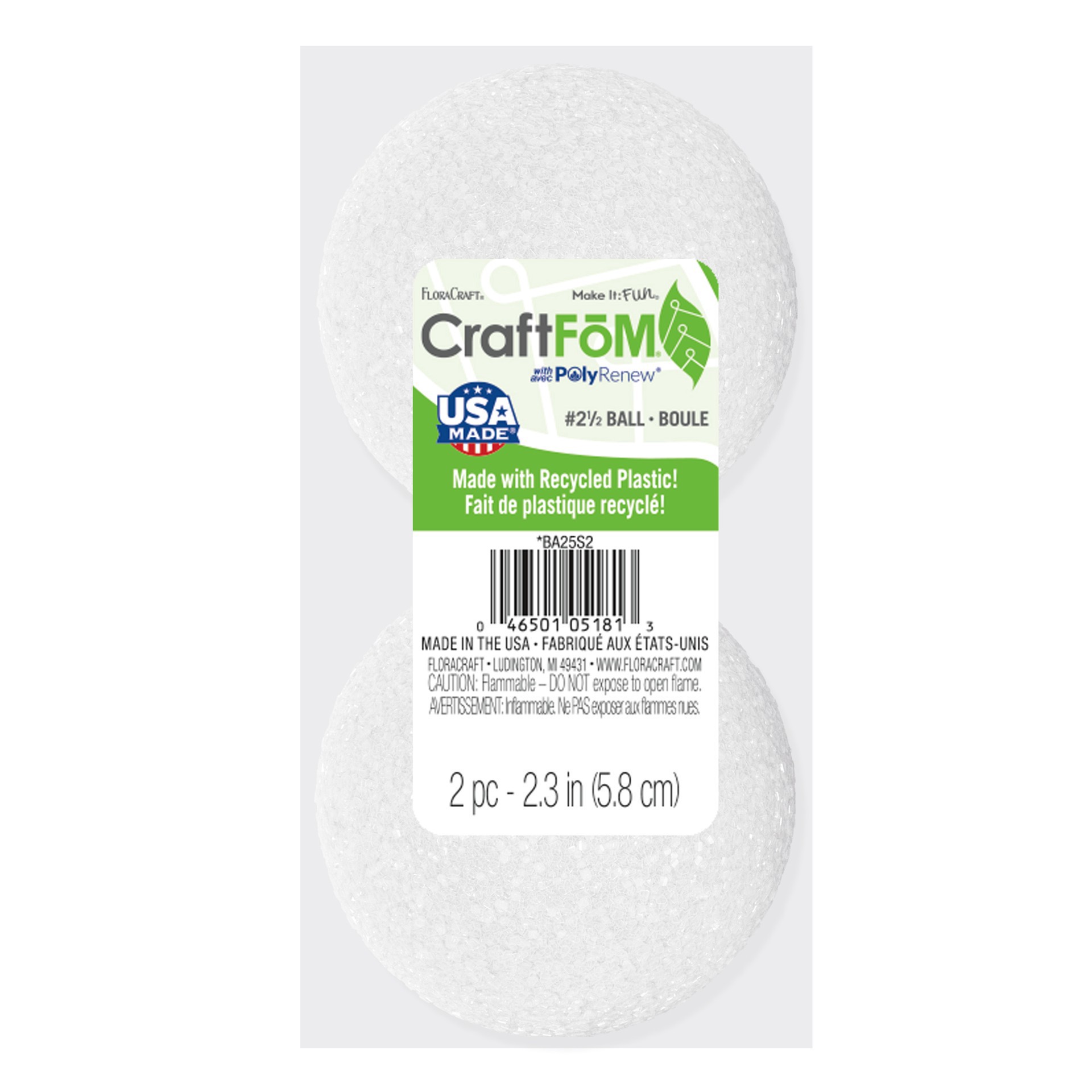 slide 4 of 7, Floracraft Craftfōm Balls, White, 2.3 in