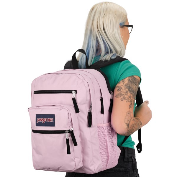slide 3 of 8, JanSport Big Student Backpack With 15"" Laptop Pocket, 55% Recycled, Pink Ice, 1 ct