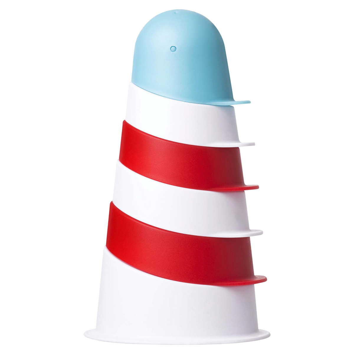 slide 1 of 1, Ubbi World Lighthouse Stacking Cups Bath Toy - Red/White/Blue, 6 ct
