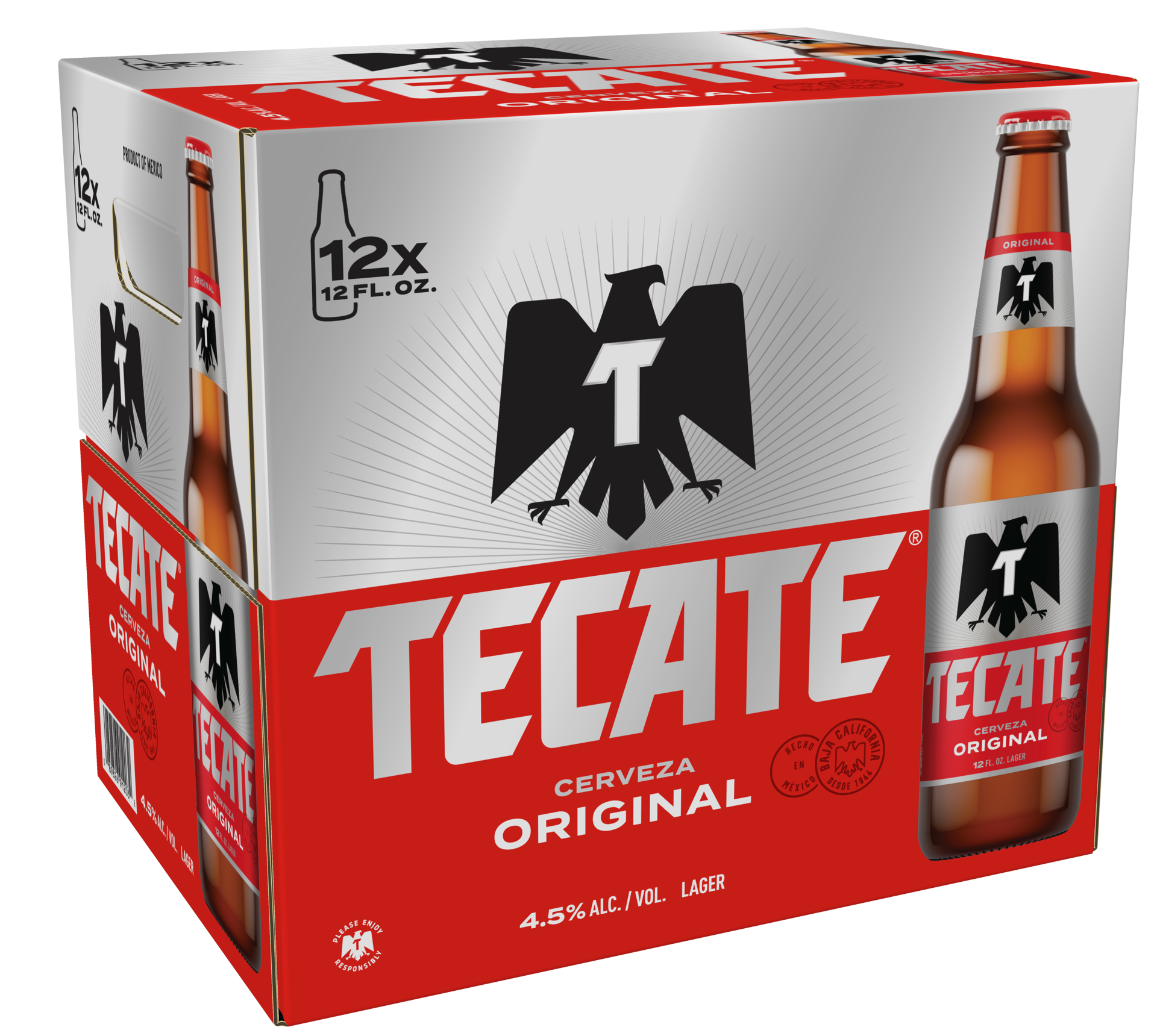 slide 1 of 6, Tecate Original Mexican Lager Beer, 12 Pack, 12 fl oz Bottles, 12 oz