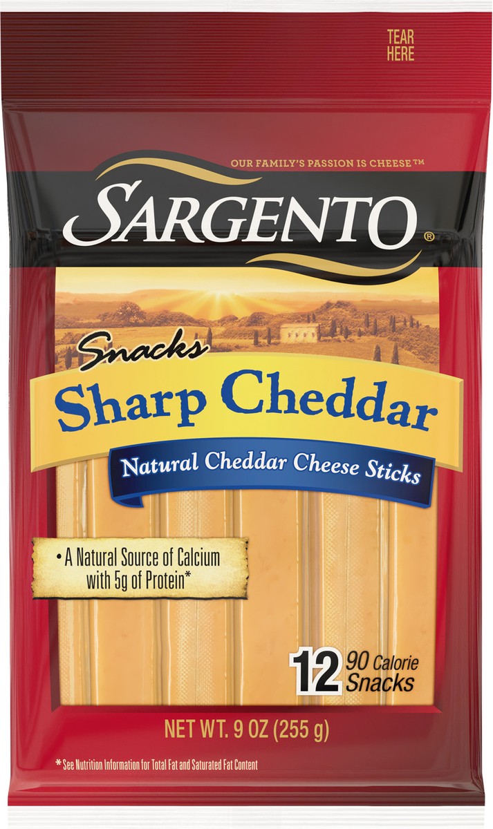 slide 3 of 8, Sargento Sharp Natural Cheddar Cheese Snack Sticks, 9oz., 12-Count, 9 oz