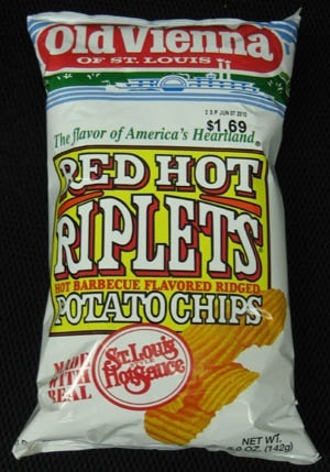 slide 1 of 1, Old Vienna Red Hot Riplets Potato Chips, 10 oz