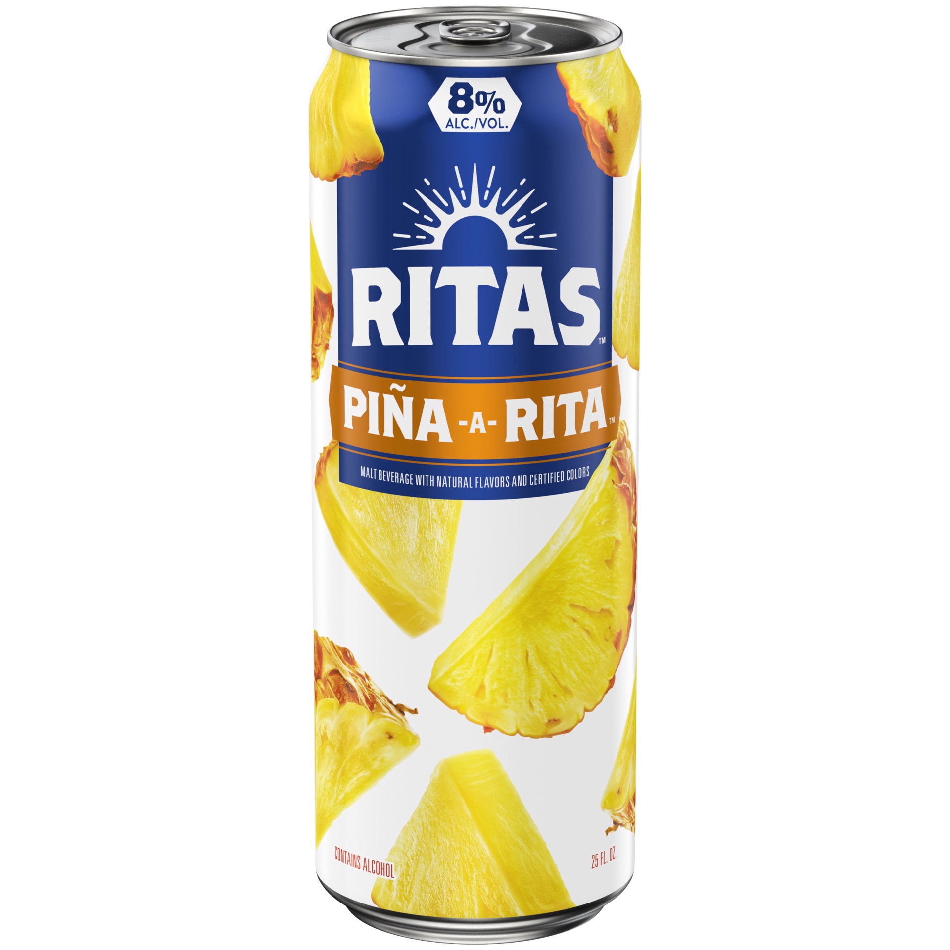 slide 1 of 2, RITAS Pina-a-Rita Sparkling Margarita, 25 fl oz Can, 8% ABV, 25 fl oz